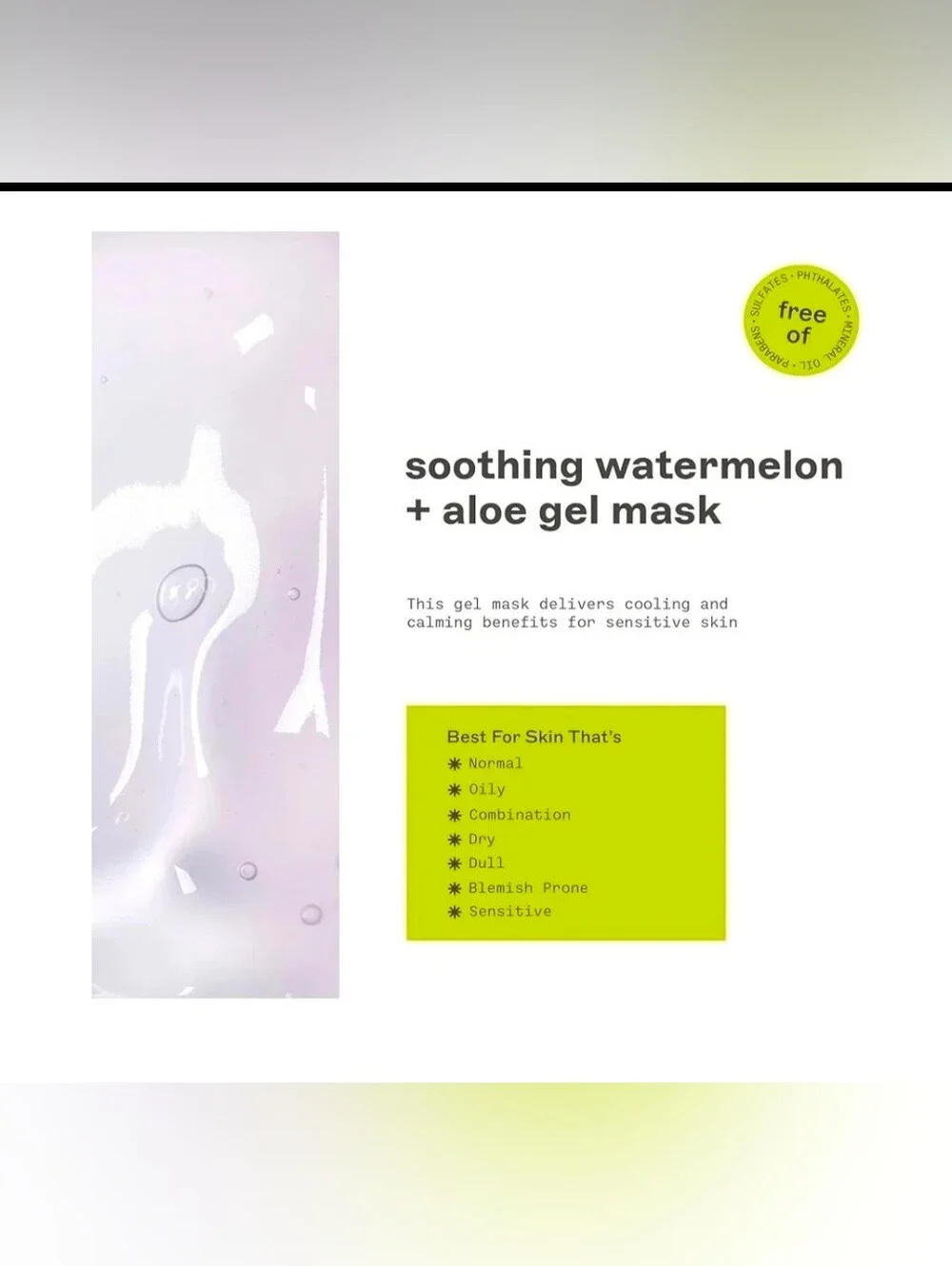 Freeman Feeling Beautiful Soothing Watermelon + Aloe Cooling Gel Mask 6fl Oz